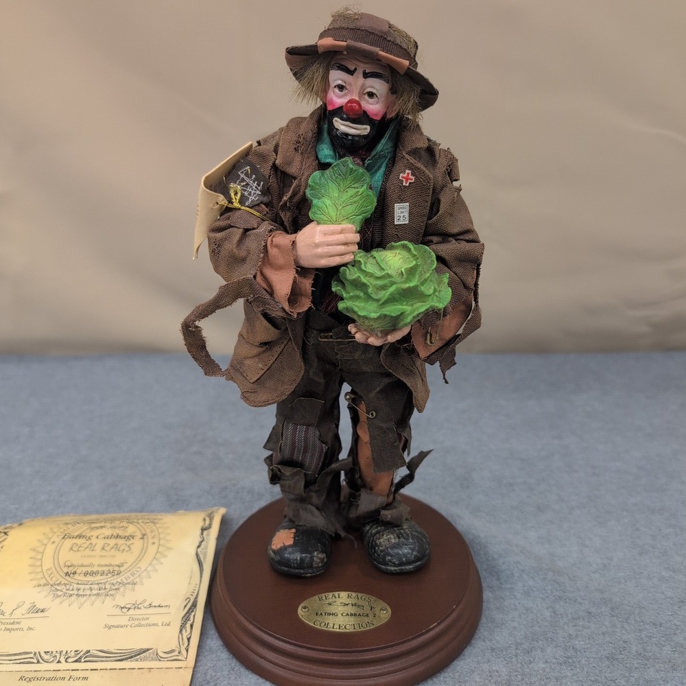 Emmett Kelly Jr. Real Rags Eating Cabbage 2 Clown Collectible Figure Limited Ed‎